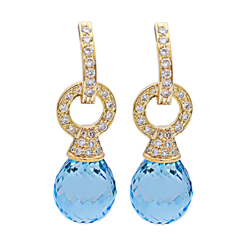 Earrings-Blue Topaz and Diamond