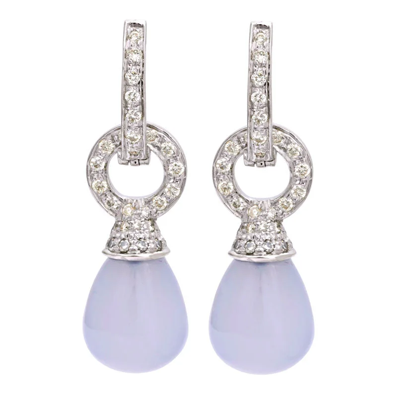 Earrings-Chalcedony and Diamond