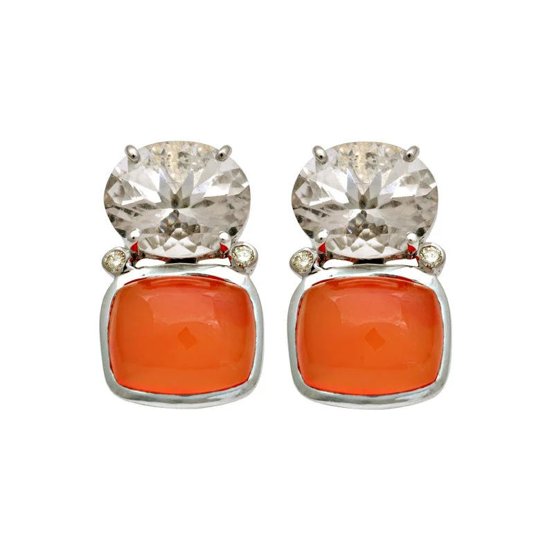 Earrings-Cornelian, Crystal and Diamond