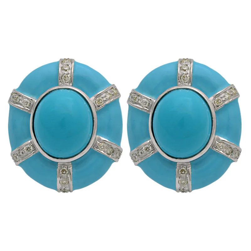 Earrings-Turquoise and Diamond (Enamel)