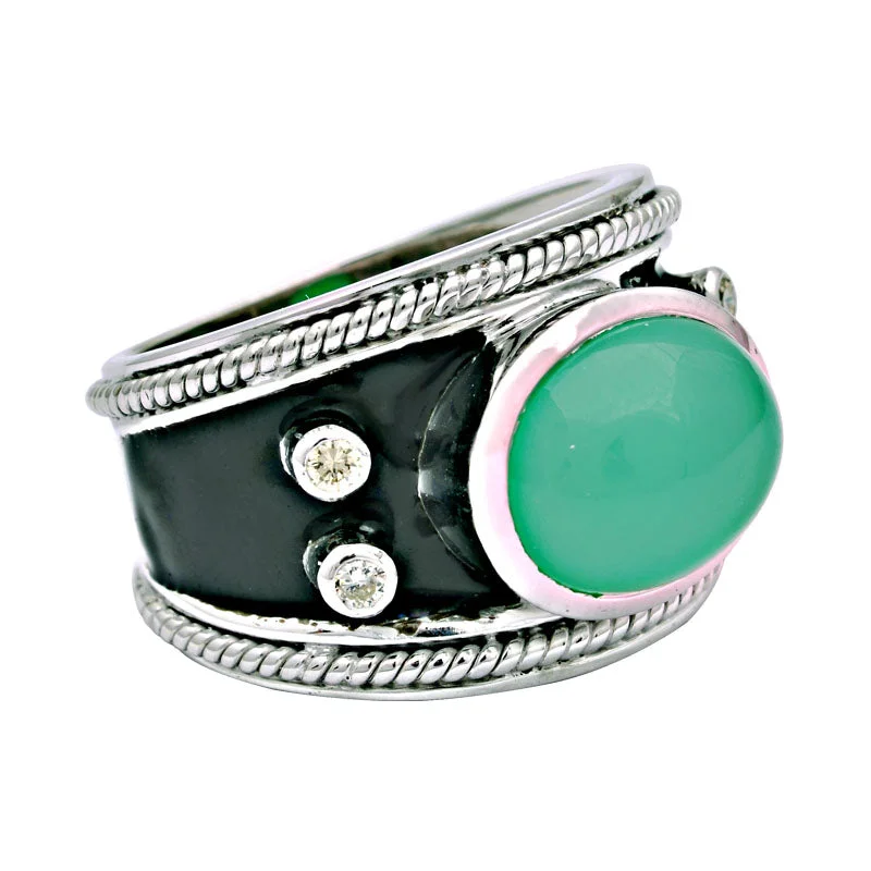 Ring-Chrysoprase and Diamond (Enamel)