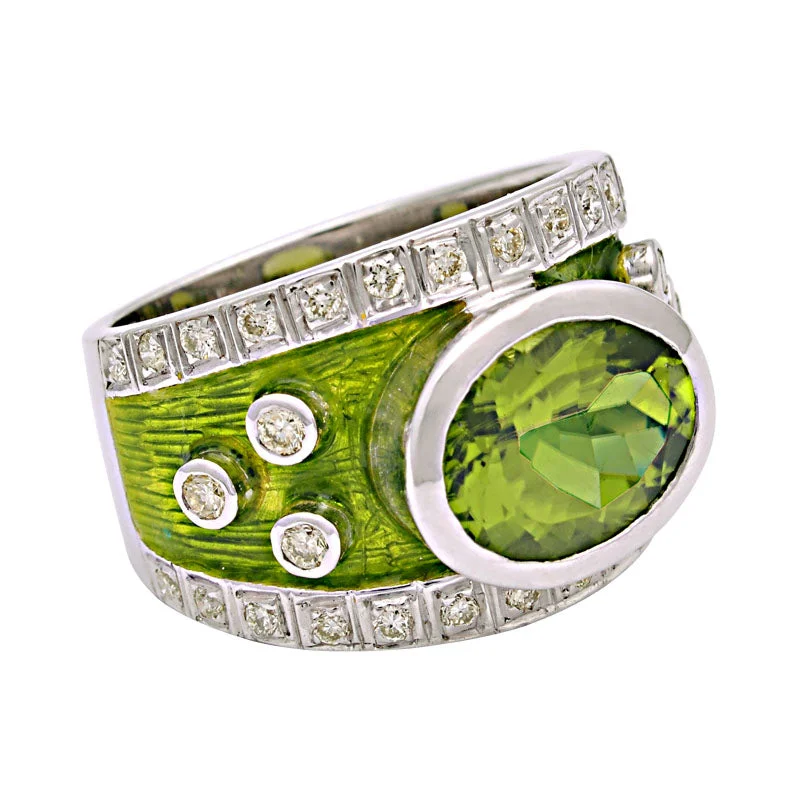 Ring-Peridot and Diamond (Enamel)